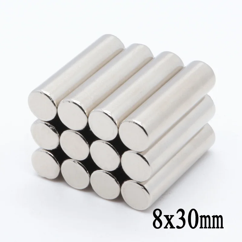 10pcs 8x30 mm N35 Super Strong Round Neodymium Magnets Craft Rare Earth Powerful Magnet 8*30mm |