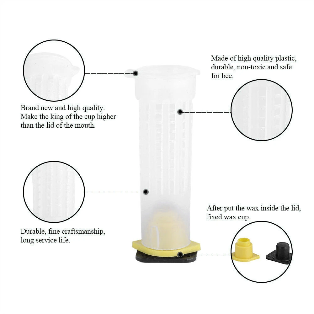 20 Packs Roller cages Durable Rearing Cup Kit Bee Queen Cages Roller Tool