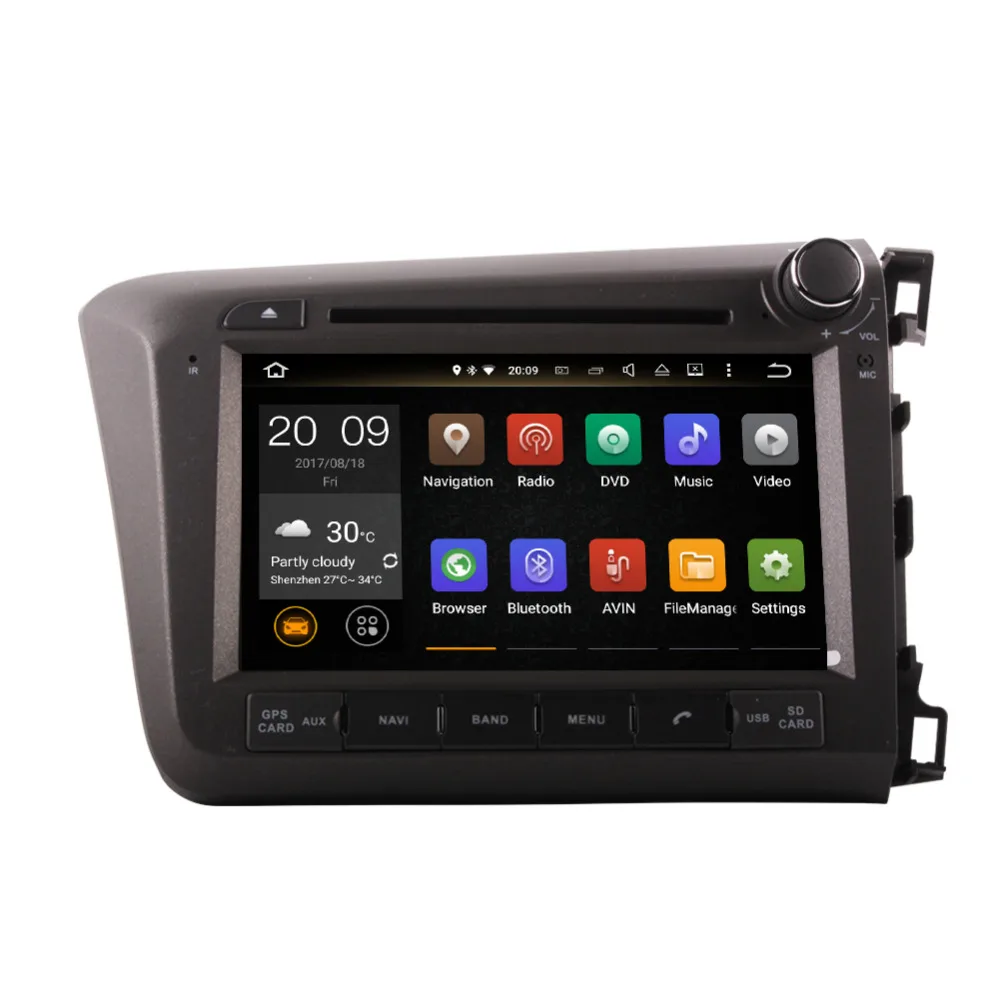 Perfect 4GB RAM Android 7.1/8.0 Octa Core Car GPS Navigation For Honda Civic Right Hand Driving 2012 2013 DVD Multimedia Player WIFI 3G 3
