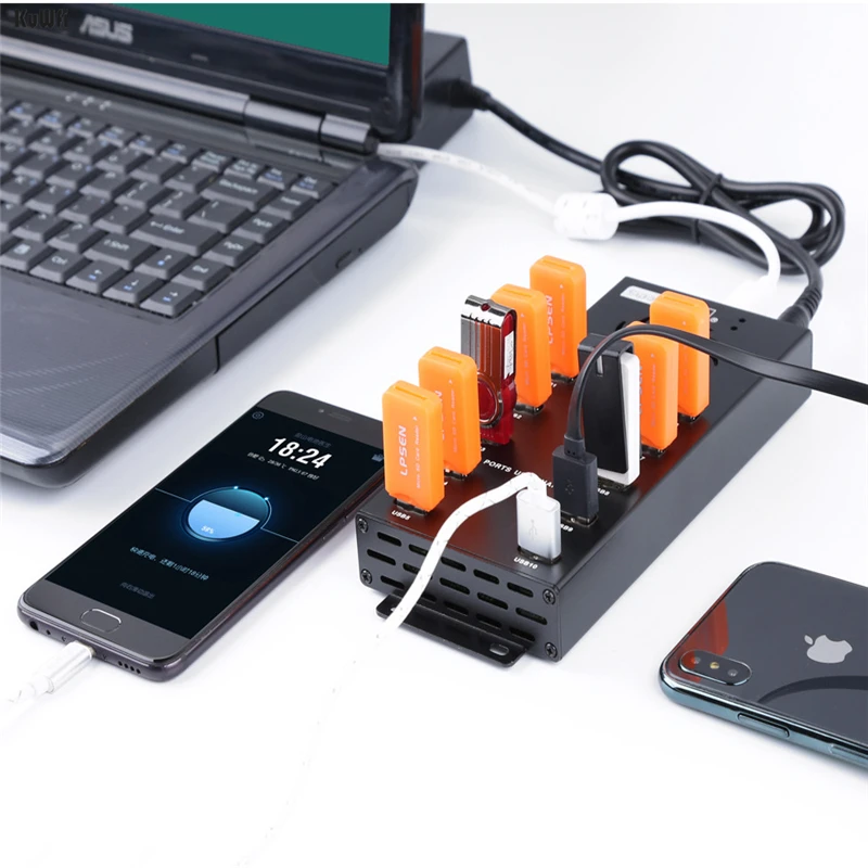 KuWFi usb хаб Зарядное устройство концентратор из Алюминий сплав с Dc12v Вход в