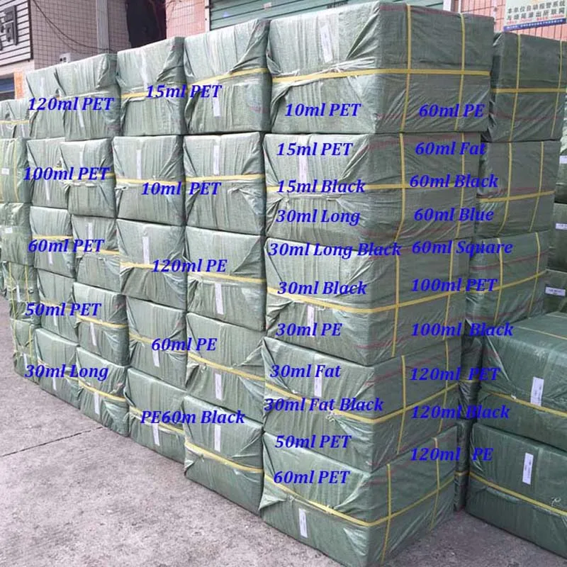 

100pcs Fat 10ml 15ml 30ml 50ml 60ml 100ml 120ml PET PE Refillable Long Dropper Bottle empty Plastic pen Bottles For E Liquid