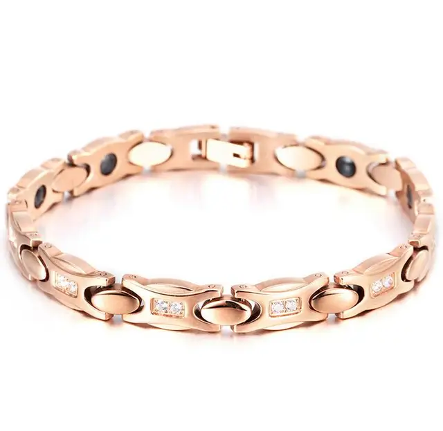 19cm 8mm Women Anium Stainless Steel Magnetic Health Bracelets 19cm 8mm Women Anium Stainless Steel Magnetic Health Bracelets Rose Gold Magnet Link Chain Red