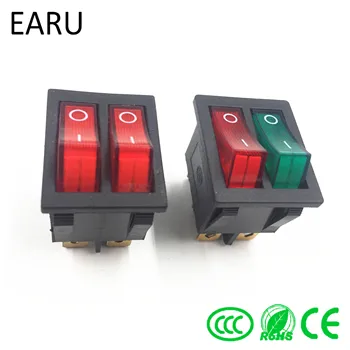 

1pc DIY Model KCD3 Double Boat Rocker Switch Toggle 6 Pin On-Off With Green Red Light 20A 125VAC Factory Online Wholesale Hot
