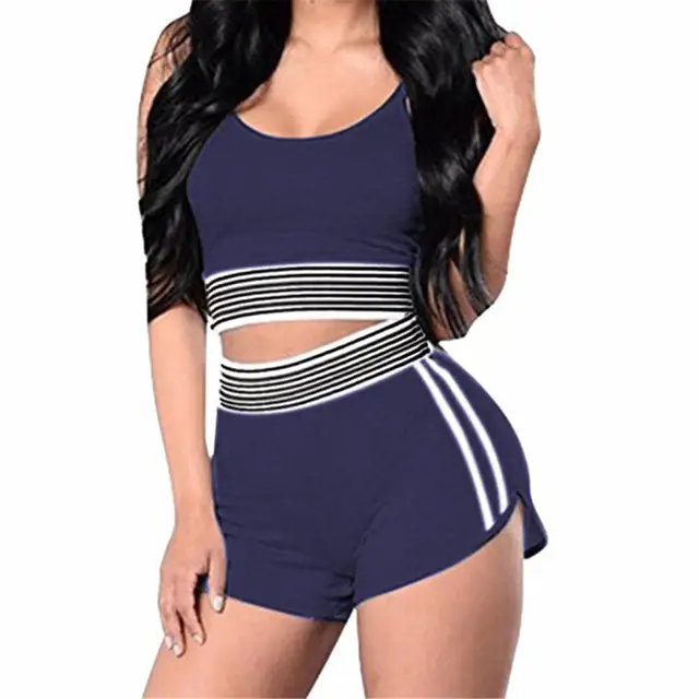 2Pcs Women Sport Sets Sportswear Yoga Top Sports Bra Vest + Shorts Set