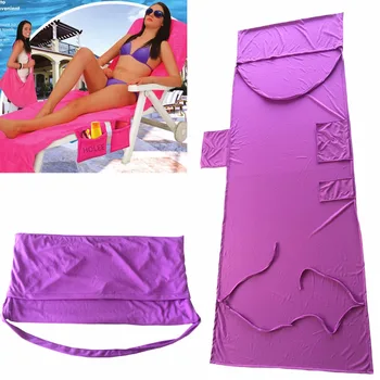 

210*75cm Holiday Beach Lounge Chair Cover Towel Summer Cool Bed Garden Beach Towels Sunbath Lounger Chair Mat With Large Pocket