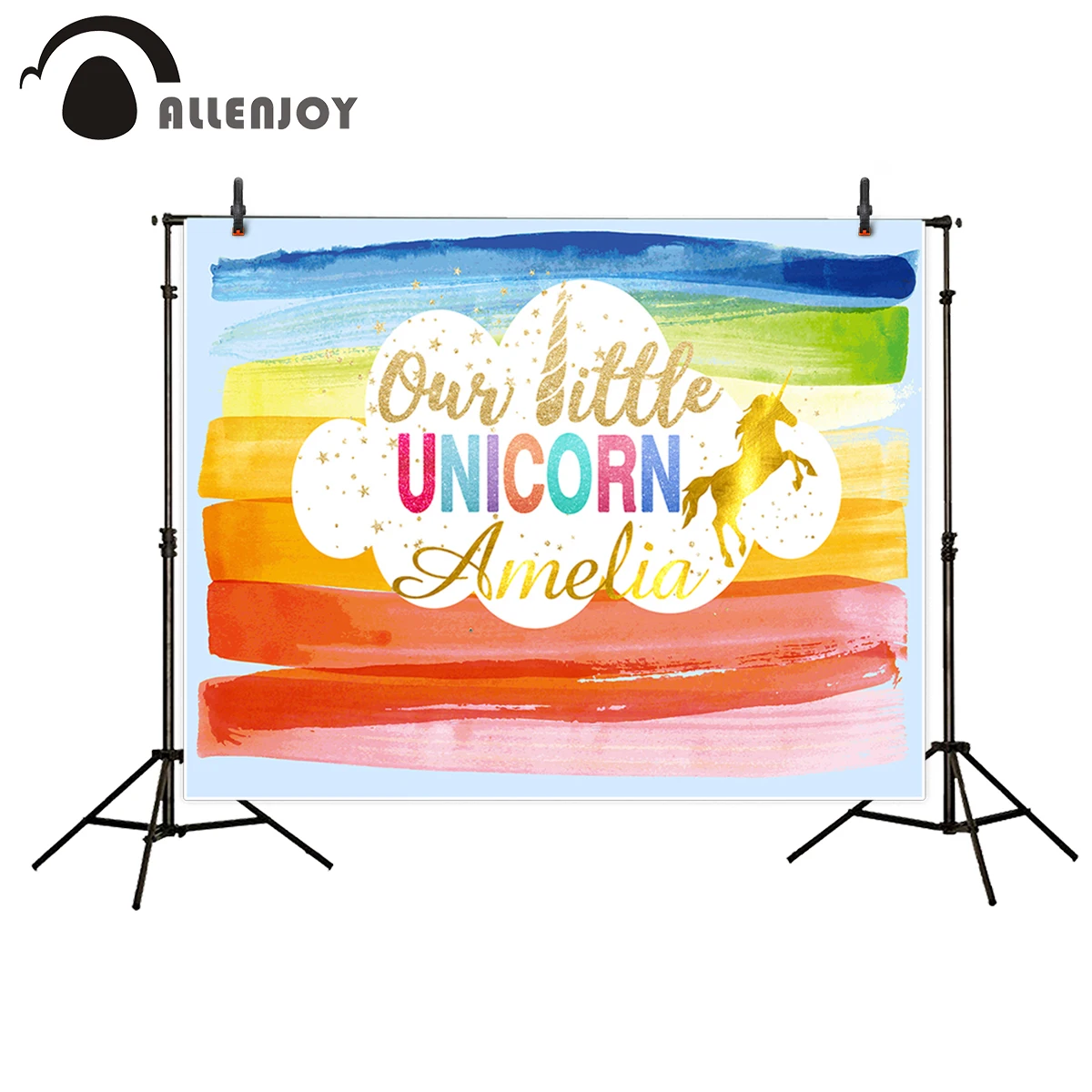 Фон для студийной фотосъемки Allenjoy с изображением радуги единорога золотого