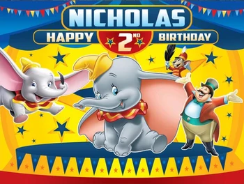 

custom dumbo elephant circus tent happy birthday baby child photo background photography backdrops quality vinyl