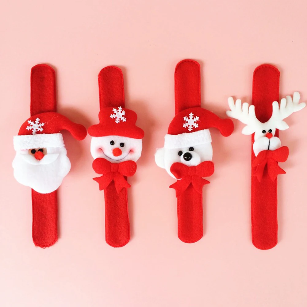 

1pc Christmas Patting Circle Bracelet Watch Xmas Children Gift Santa Claus Snowman Deer New Year Party Toy Wrist Decoration