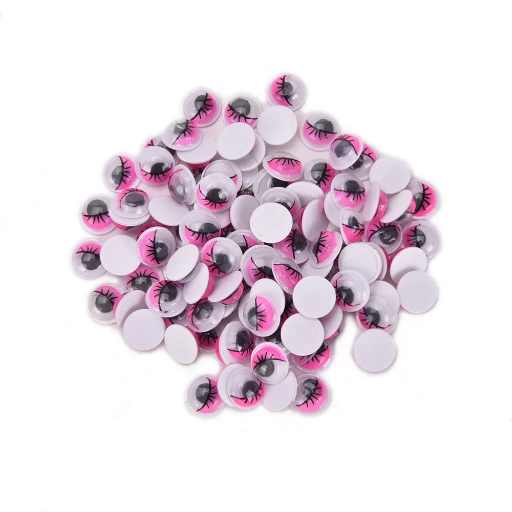 Wholesale 8mm Self adhesive Plastic Dolls Eye With eyelashes Googly