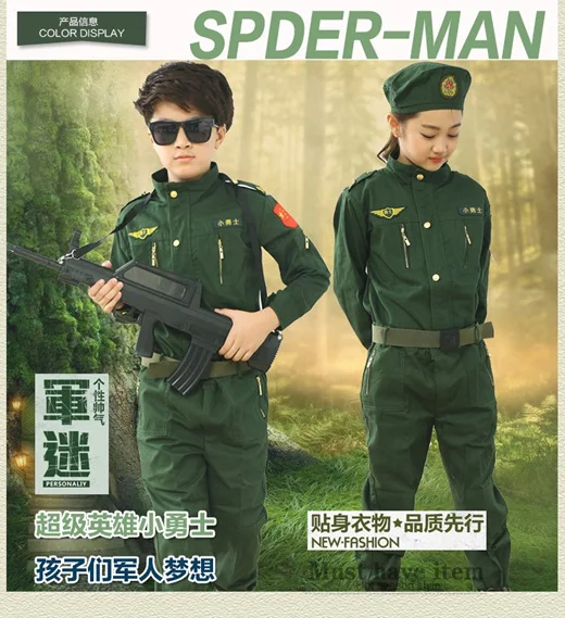 Детская однотонная одежда, армейская форма, летчики ВВС для мальчиков и девочек, военная форма, униформа спецназа, полевой Камуфляжный костюм
