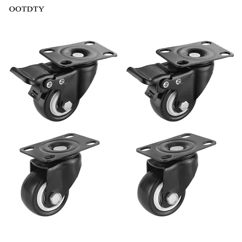 

Heavy Duty Caster Wheels Polyurethane PU Swivel Casters with 360 Degree Top Plate 220lb Black Total Capacity for Set of 4