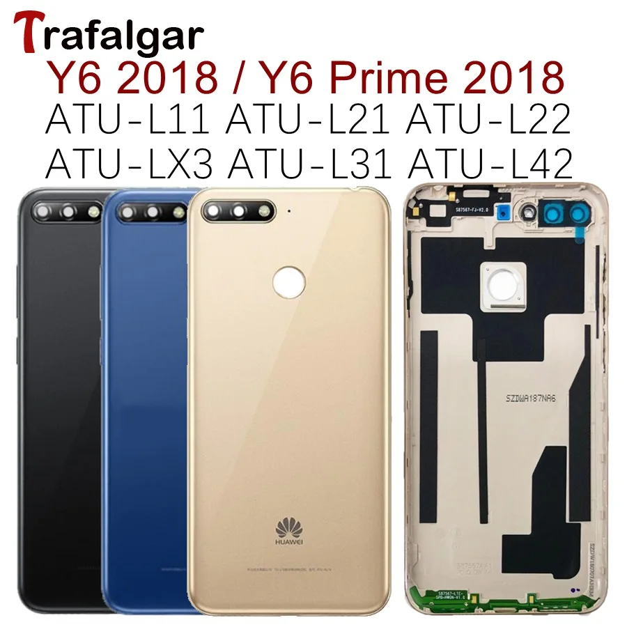 

for Huawei Y6 2018 Back Battery Cover Rear Door Housing Case For Huawei Y6 Prime 2018 Battery Cover With Power Volume Button