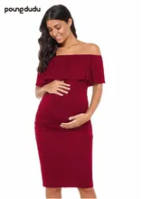 Poungdudu maternity pregnant women dress women’s word collar pregnant women dress 2019 hot sale Europe and the United States