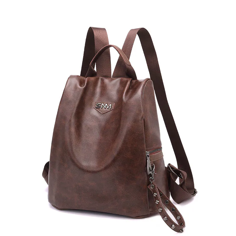 

vintage backpack female soft leather quality shoulder bag sac a main travel school bag teen quality hot women backpack