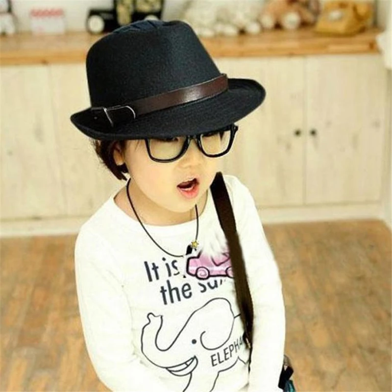 

Fashion Cute Kid Children Gentleman Woolen Hat Cap Headwear Grey/Black IK88