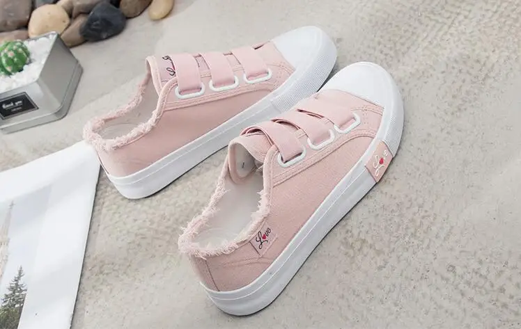 

Sneakers Canvas shoes for Women fashion 2019 Solid Superstar Hook Loop Vulcanize shoes Girls Zapatillas mujer