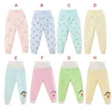 Штаны для малышей с высокой талией и рисунком из мультфильма модные штаны для новорожденных с принтом животных детская одежда, штаны