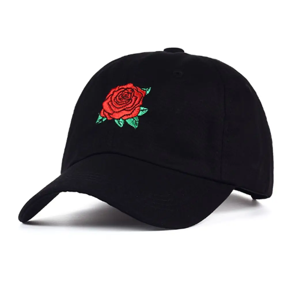 

New Hot Fashion Roses Men Women Baseball Caps Spring Summer Sun Hats for Women Solid Snapback Cap Wholesale Dad Hat
