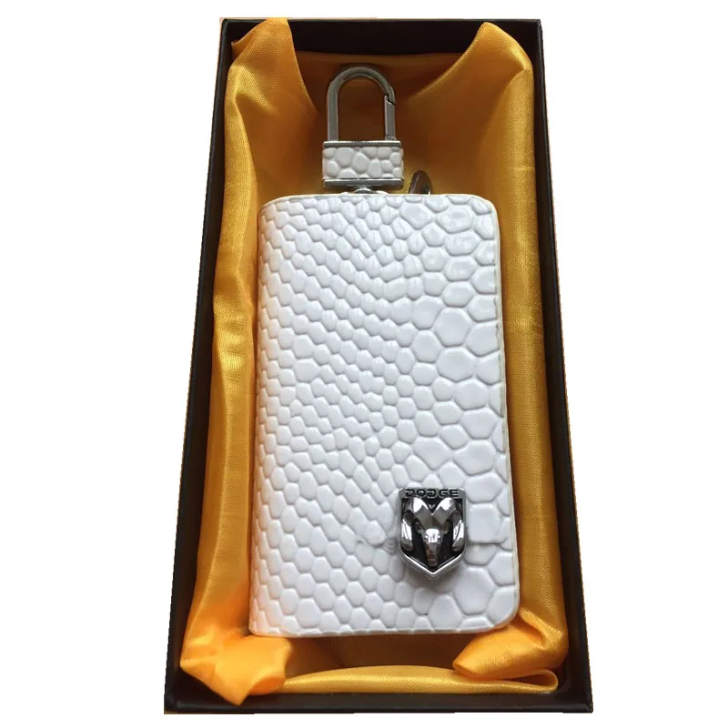 

KUNBABY Car Accessories Snakeskin Leather Auto Car Key Remote Cover Case Holder Car Key Case Wallet Bag Ring Keychain For Dodge