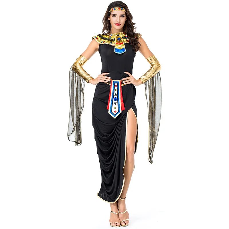 

Medieval Cleopatra Egyptian Goddess Irregular Elegant Dress Costumes Cosplay For Halloween Party Queen Stage Role