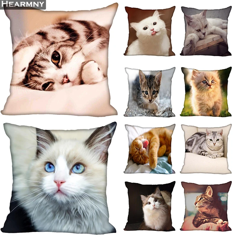 New Arrival Cat Pillow Cover Bedroom Home Office Decorative Pillowcase Square Zipper Pillow cases Satin Soft