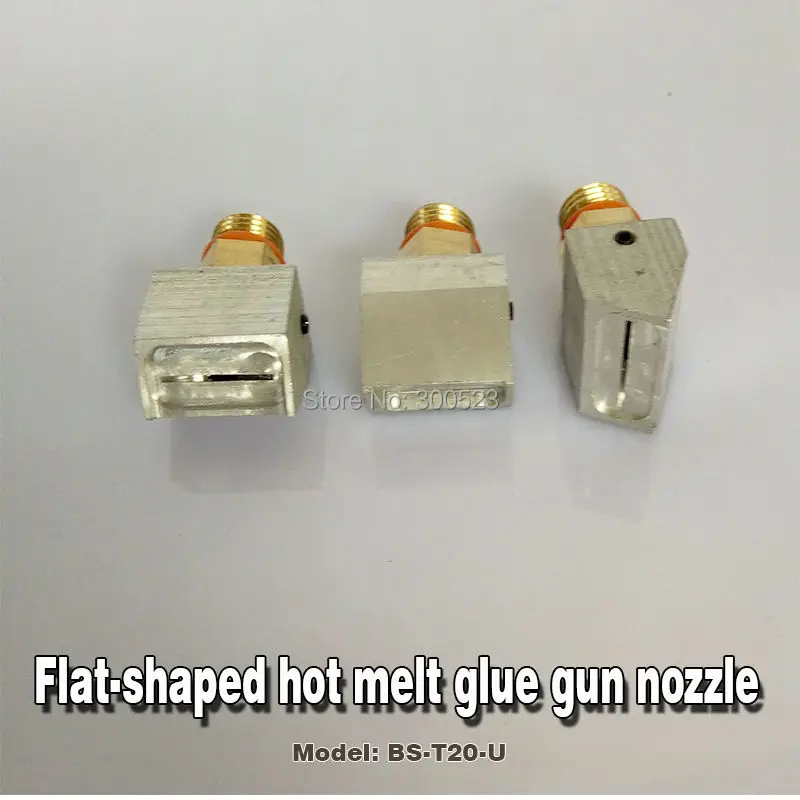 Special flat shaped hot melt glue gun nozzle, BS T20 U, Pallet Nozzle