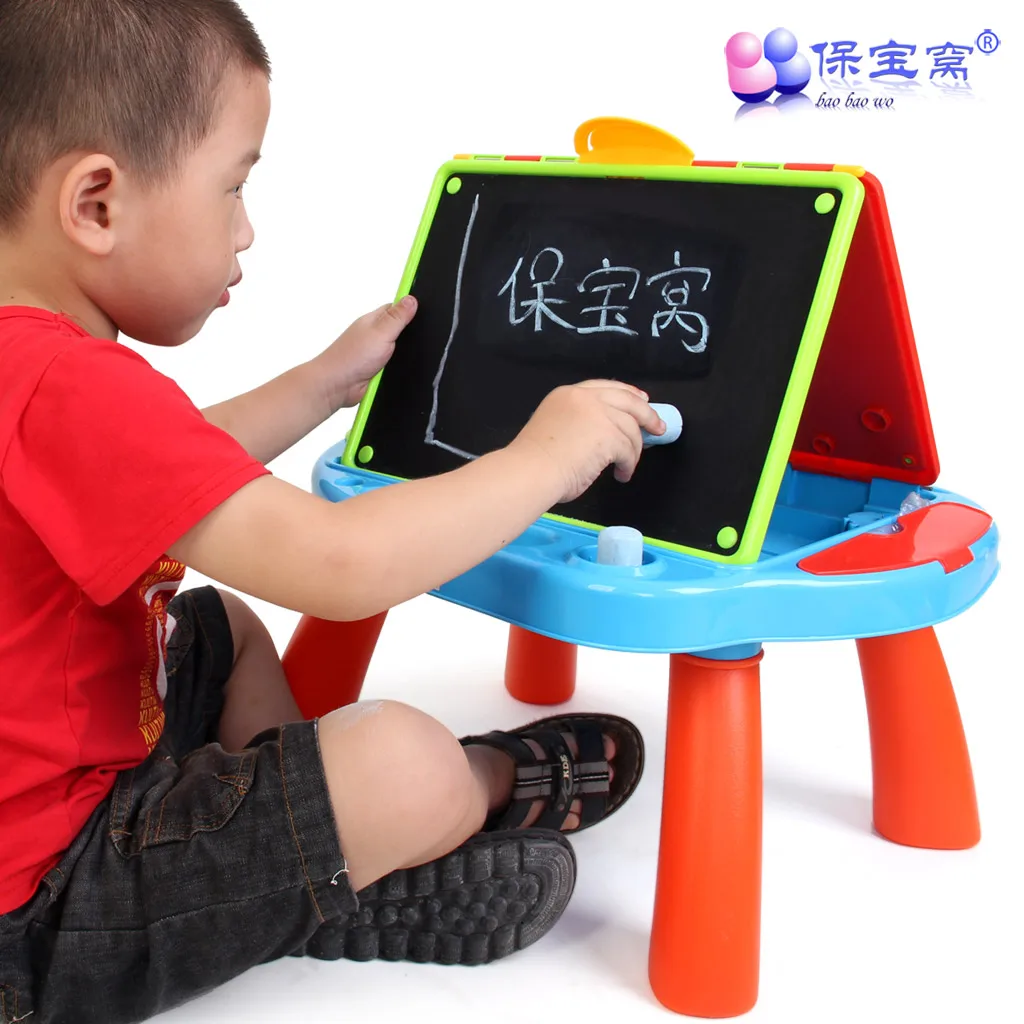 Child study tables and chairs projection puzzle blackboard baby writing