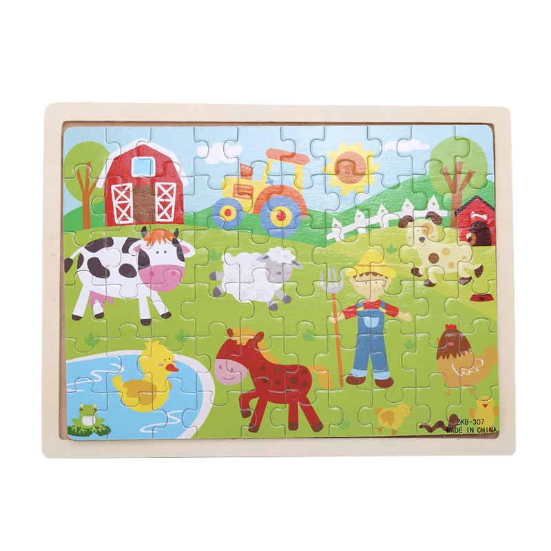 60 шт./компл. деревянные головоломки игры Творческие деревянные игрушки головоломки для детей обучающие игры для детей Детский комплект для творчества игрушка - Цвет: farm