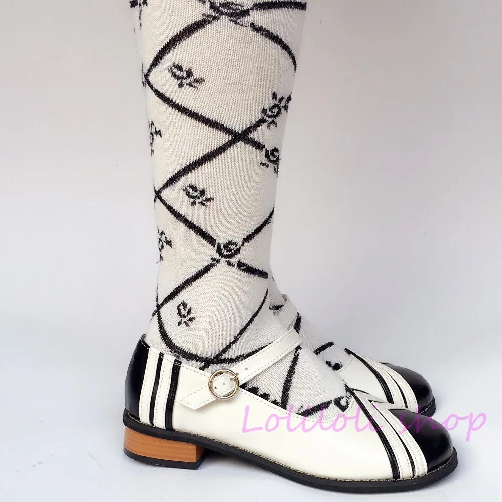 Stil Spezielle Mehrfach Navy Geformt Design Niedrigen Sweet Lolita Prinzessin Mit Weiß Schwarz Krawatte Schuhe Angepasst An8488 Japanischen Absätzen 7Y1qT