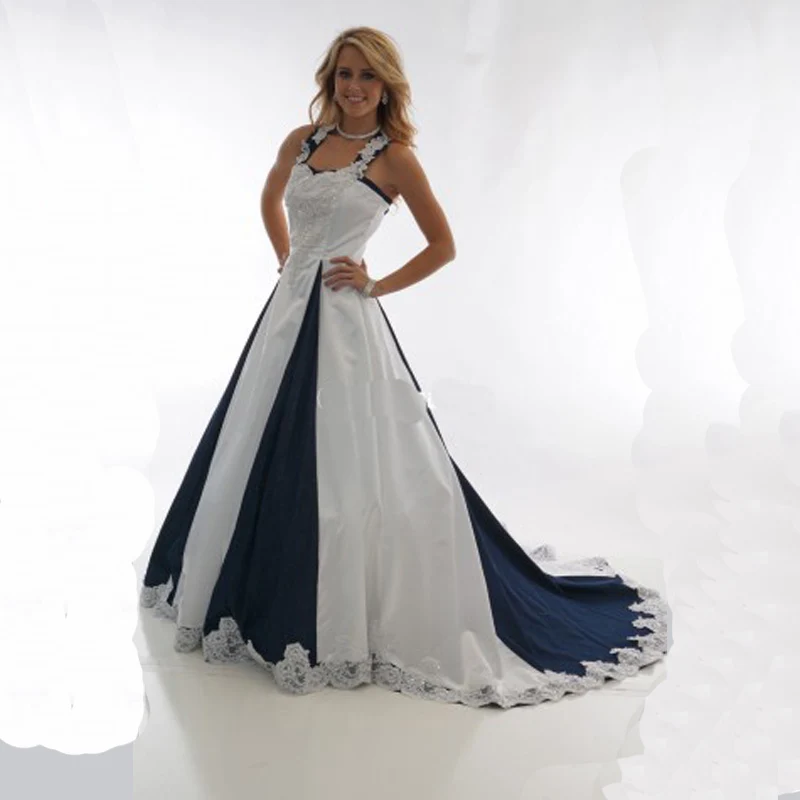 camo formal whie and royal blue wedding gowns 2017 bridal
