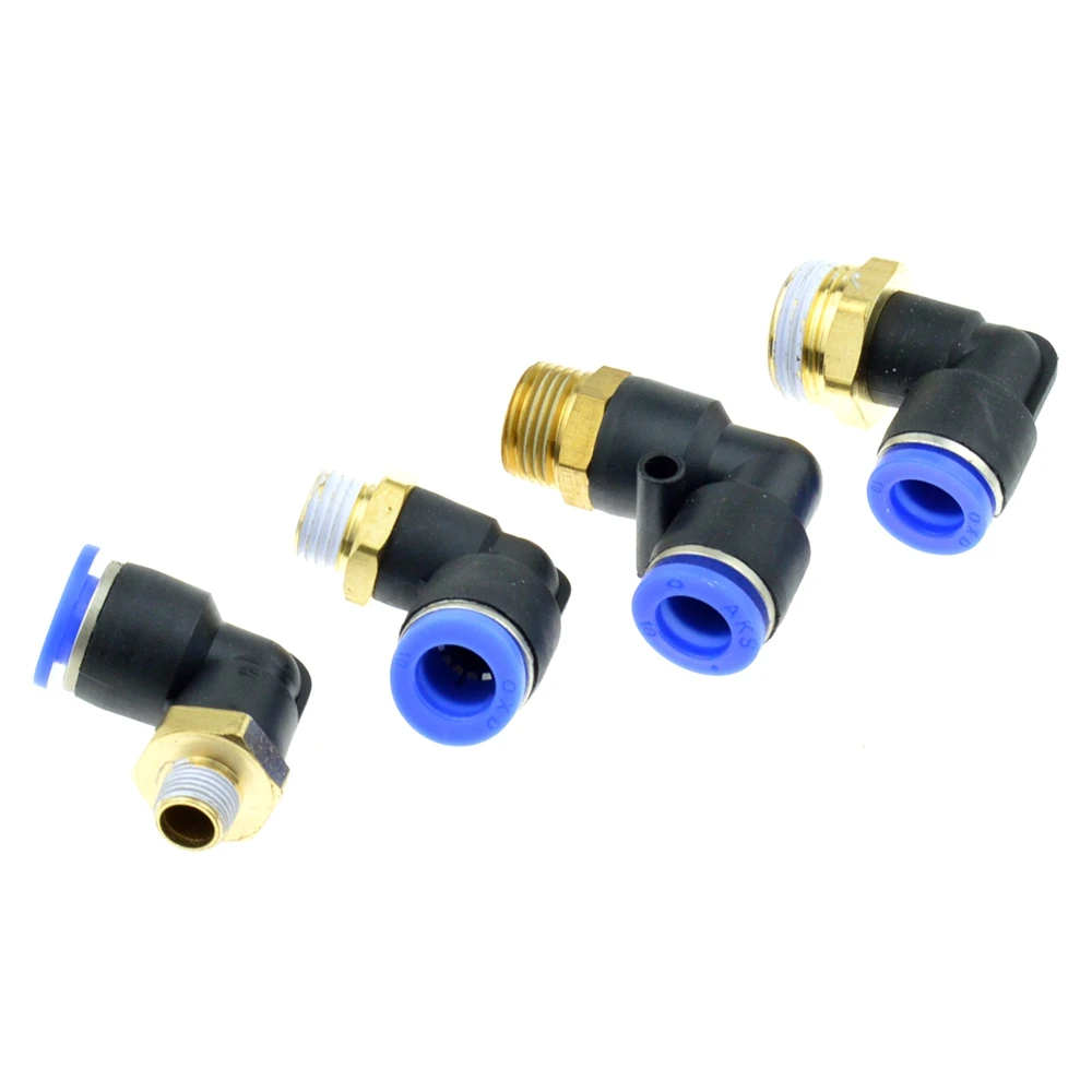 L Shape Pneumatic Connector 10mm OD Hose Tube Push in 1/4"BSP 3/8" 1/2