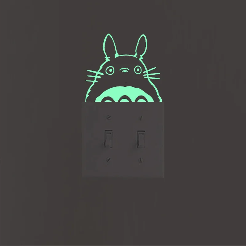 

Cute Totoro Luminous Switch Stickers Wall For Kids Room Fluorescence Bathroom Decoration