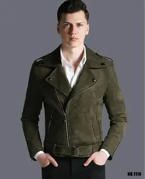 

Short Jacket Men autumn and winter new lapel fashion army green Suede Causal Locomotive Coat Men's Outwear ! S-3XL