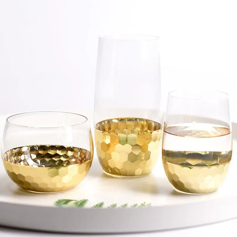 

Nordic Fresh Style Gilding Crystal Glass Dessert Ice Cream Mousse Cup Gold-plated Water Juice Milk Shake Pudding Wine Glasses