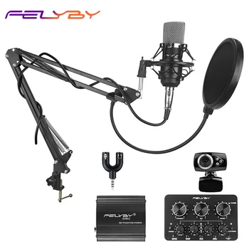 

heat! Live broadcast sound card professional bm 700 condenser mic with webcam package karaoke microphone