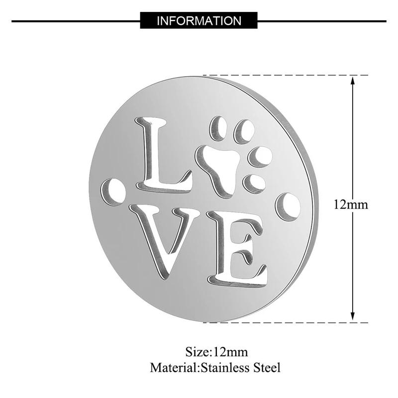 Semitree, 5 шт., нержавеющая сталь, любовь, собачья лапа, соединители, браслет, браслет, подвески, подвеска, сделай сам, изготовление ювелирных изделий, аксессуары для рукоделия