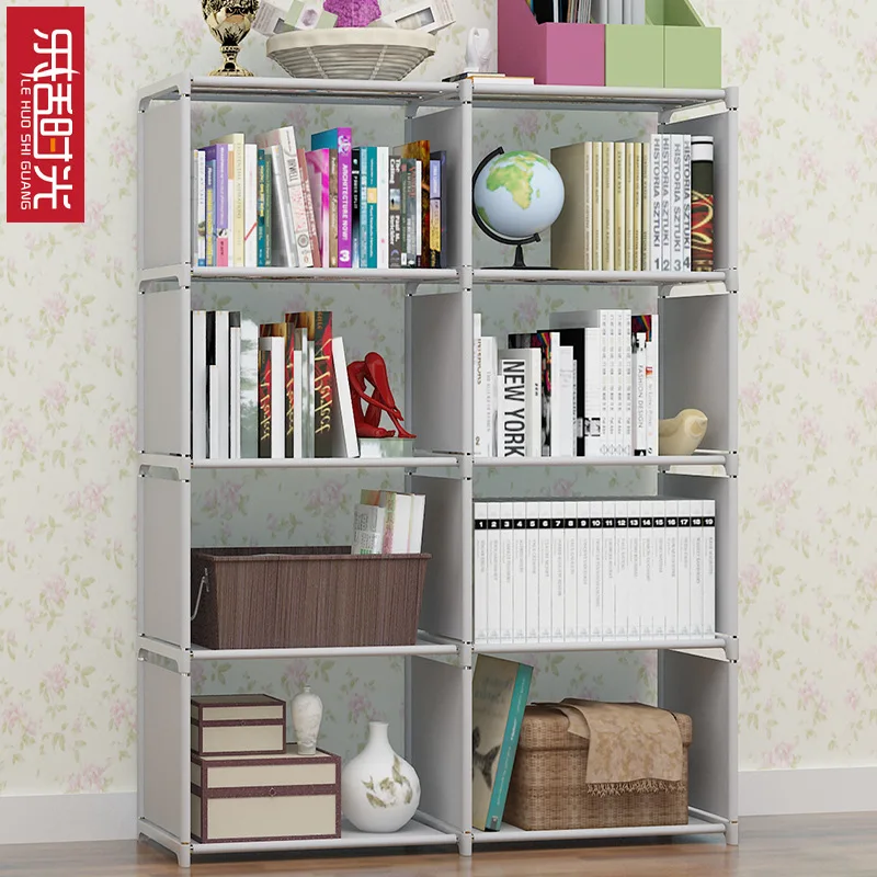 رف بسيط الصفوف مزدوجة تجميعها 8 الشبكة خزانة عززت كتاب المنظم رف الدائمة غرفة المعيشة الديكور الأثاث