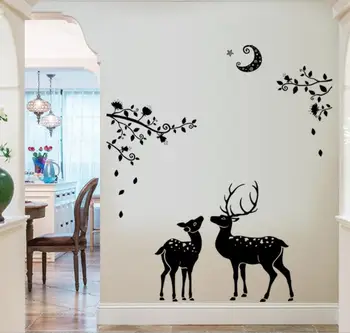 

Reindeer Deer Moon Star Tree Living Room Wall Stickers Kids Room WallPaper Stickers
