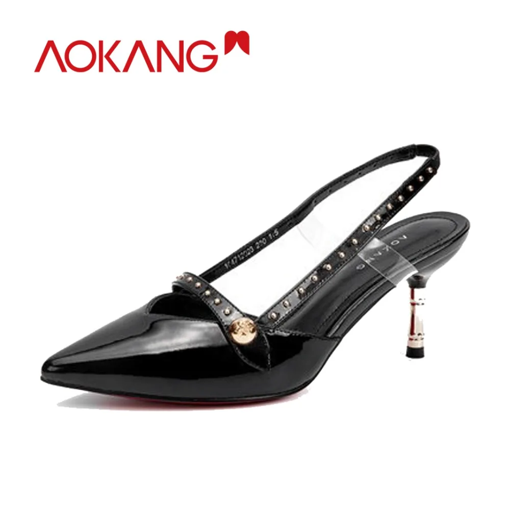 

AOKANG Summer womans shoes high heel fashion breathable women sandals sexy thin heels sandals women outdoor pointed shoes woman