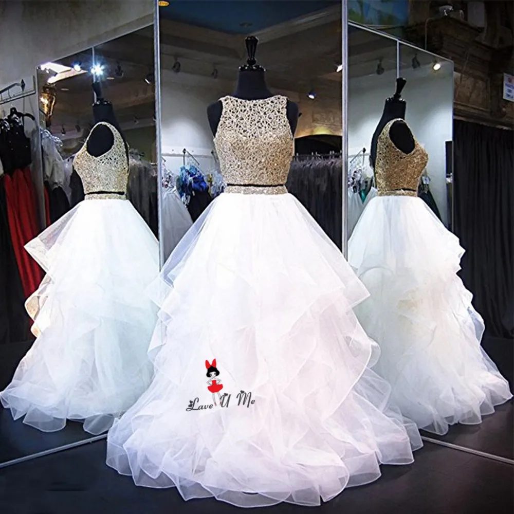 White Champagne Lace Cheap Quinceanera Gowns Vestidos de Quince anos