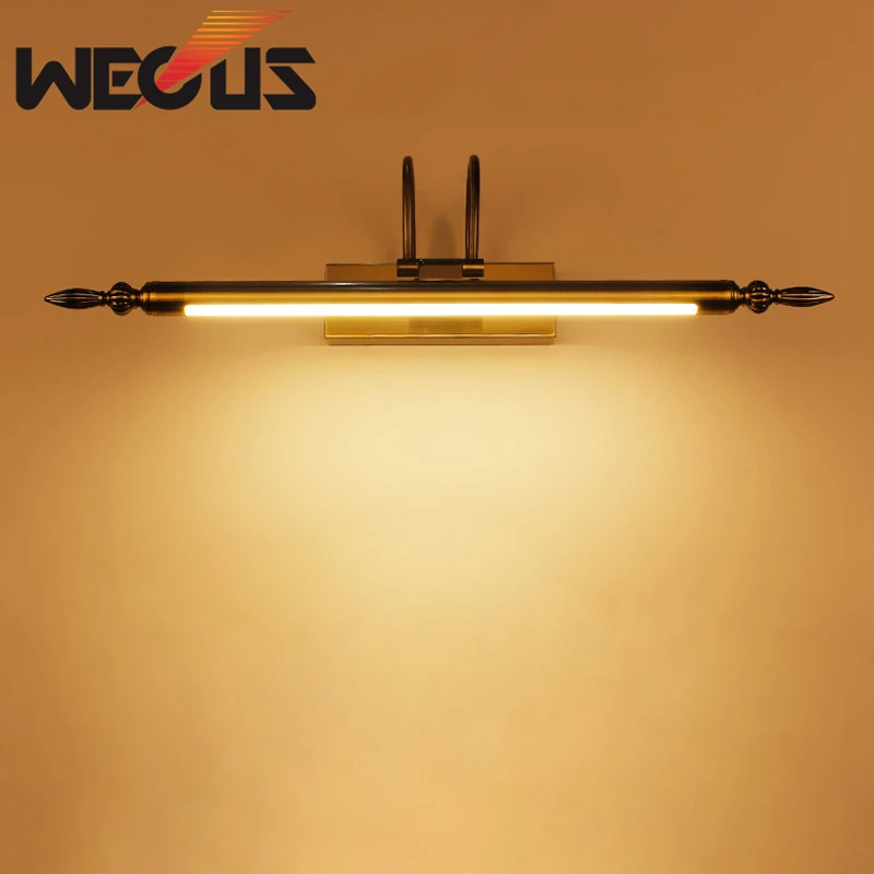 Wecus الحمام الإضاءة البرونزية/الرمال النيكل led الغرور مرآة أضواء كيت فندق مطعم جدار الشمعدان 56 سنتيمتر 9 واط