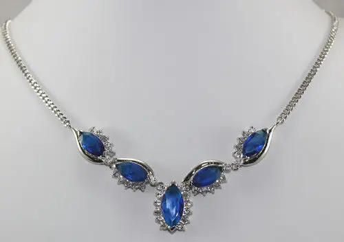Горячее предложение! Распродажа! Мода Nobby ювелирные изделия синий инкрустация Кристалл 18kgp ожерелье