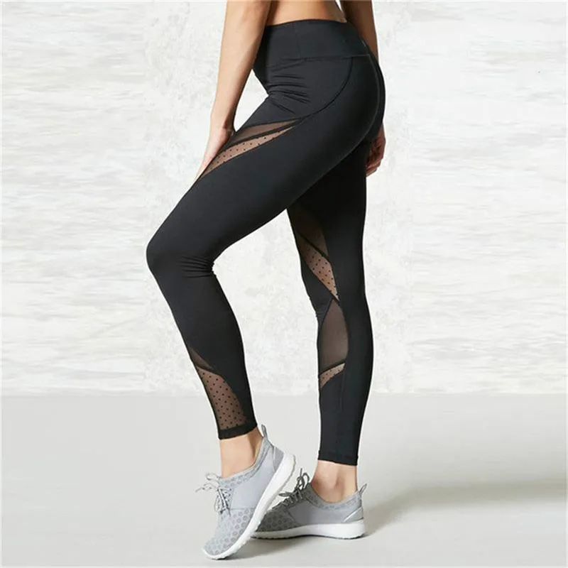 CHRLEISURE черные длинные женские леггинсы сетчатые дышащие штаны из полиэстера леггинсы для фитнеса сексуальные леггинсы для бега размера плюс