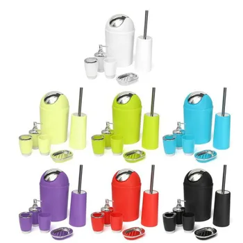 

6Pcs/set Bathroom Accessory Bin Soap Dish Dispenser Tumbler Toothbrush Holder Set Wash Bath Set Storage Accessories