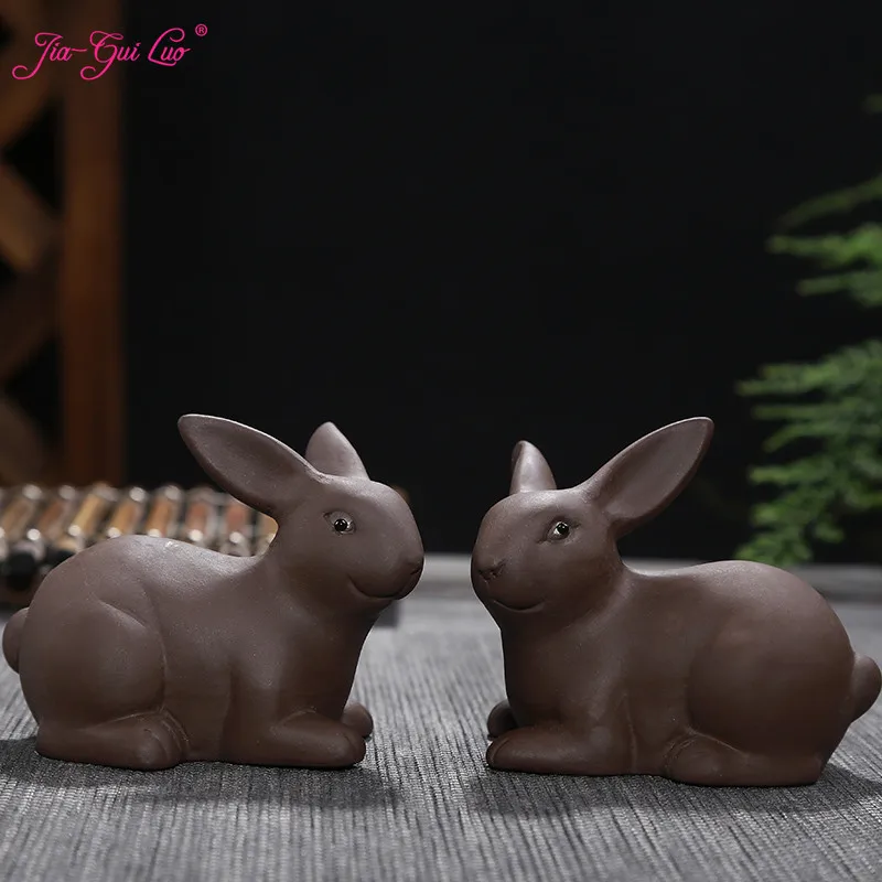 

JIA-GUI LUO Tea Pet A Pair Rabbit Purple Clay Home Decor Tea Decoration Kung Fu Tea Pet Clay Tea Pet N023