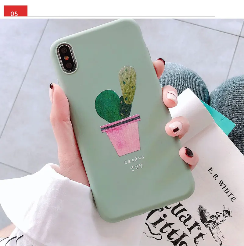 Silicone Cactus Cute Case For iPhone 8 8plus 7 7 Plus Cases Soft Phone Case For iphone 6 s 6s Plus X XR XS Max Cases Cover Coque (18)
