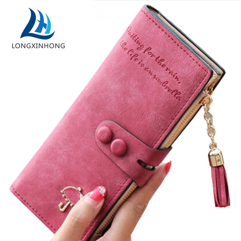 

10 pcs Long Leather Wallet Women Fashion Female Purse Handbag Portomonee Wallets Money Bag Portfolio Cuzdan Walet Card Holder