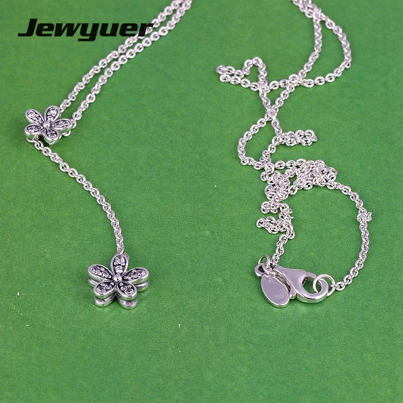 

New spring collection Dazzling Daisies Necklaces for Women 925 Sterling Silver link chain Necklace Women Fine Jewelry NC028