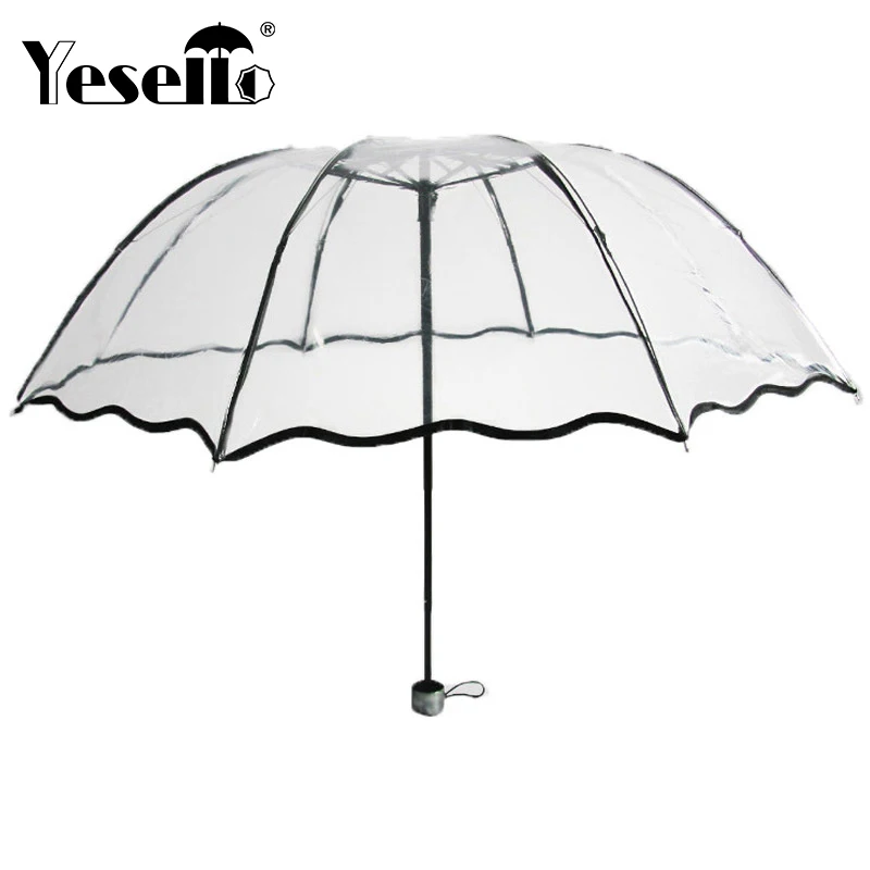 

Yesello Plastic EVA Transparent Umbrellas For Protect Against Wind And Rain Long-Handle Umbrella Clear Field Of Vision