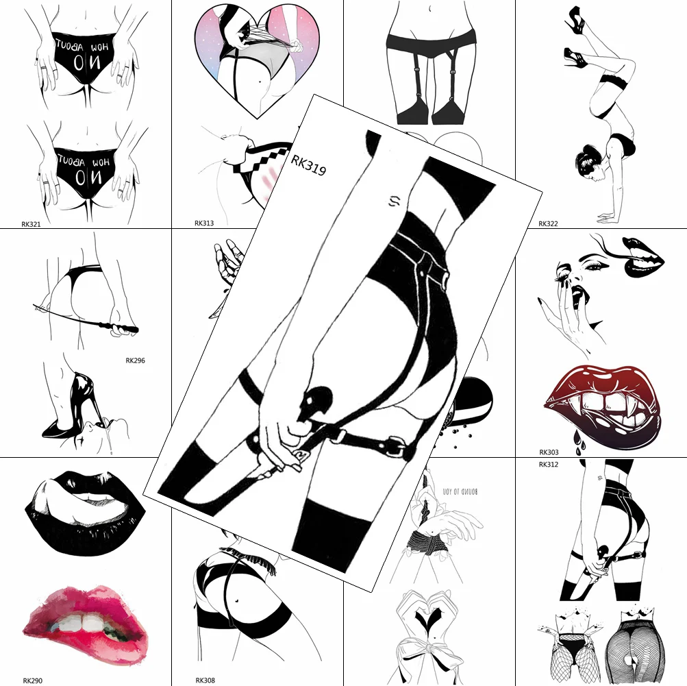 

Sexy Knife Fake Temporary Tattoos Minimalist Sticker For Adults Creative Waterproof Tattoo Body Art Drawing Arm Chest Tatoos